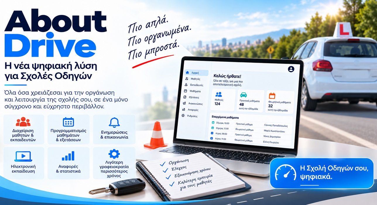 About Drive: Νέα ψηφιακή λύση από την Aboutnet για Σχολές Οδηγών
